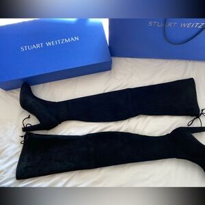 Excellent Condition Stuart Weitzman High Black Boots Size 9 Black Suede